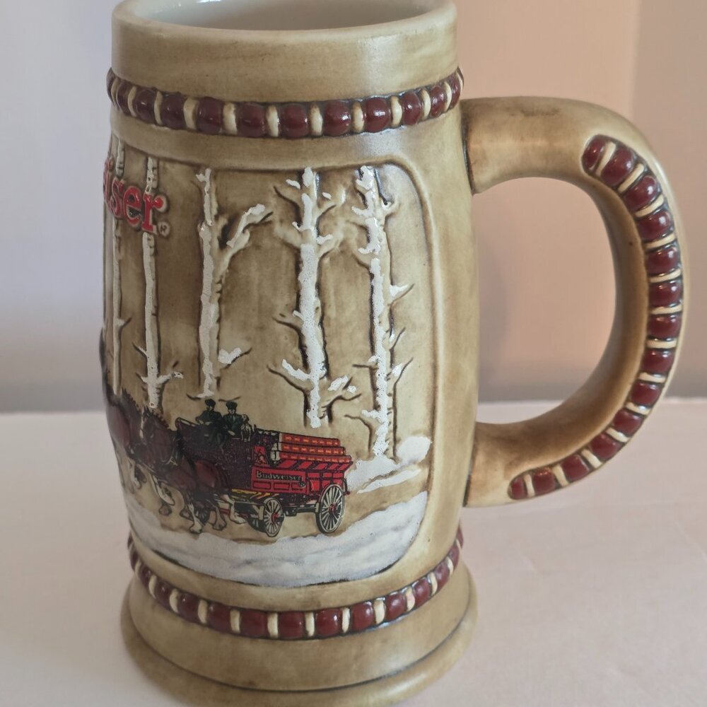 **Rare** 1981 Budweiser Holiday Stein "Snowy Woodland" In Perfect Condition
